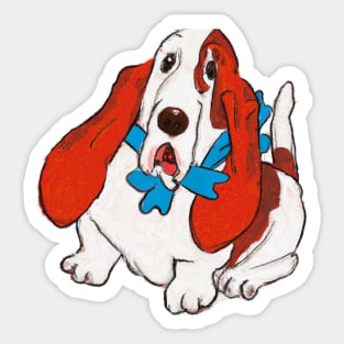 Cute Basset Hound Drawing Sticker